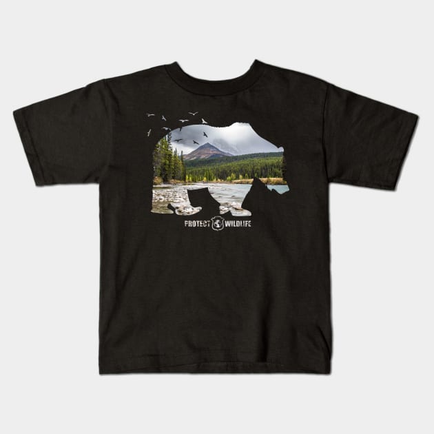 Protect Wildlife - Nature - Bear Silhouette Kids T-Shirt by JTYDesigns